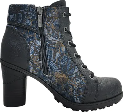 Image de Bottines noires à lacets pour femmes, marque Mustang, style décontracté