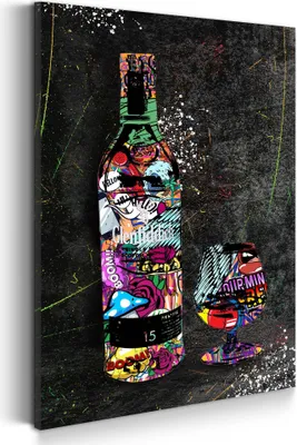 Produktbild von Wandbild Leinwandbild Whisky mit Glas Kunstdruck XXL Wanddeko: 60x90x4cm