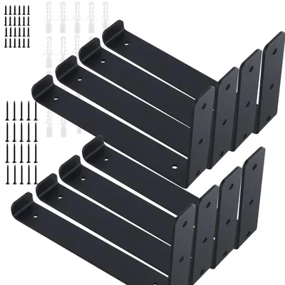 Image de Lot de 8 supports muraux en forme de L pour étagères, dimensions 25x4x15 cm
