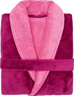 Produktbild von LOOKS by Wolfgang Joop Bademantel Größe XL - Morgenmantel rosa mit Schalkragen, Uni, Frottee, Baumwollmischung
