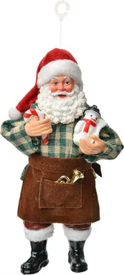 Zdjęcie produktu dla Przywieszka świąteczna Clayre & Eef Father Christmas 17 cm czerwona tekstylna