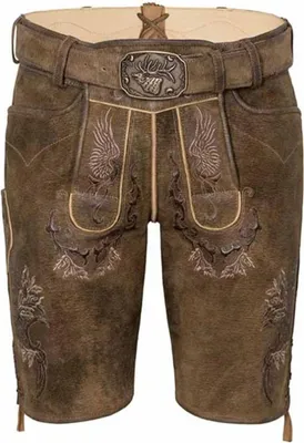 Produktbild von Weikhard Herren Trachtenhose Lederhose kurzhose mit Gürtel Ziegenvelour Stickerei , Größe:50/M