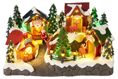 Produktbild von Weihnachtsszene mit Beleuchtung, Melodie und Bewegung, 33,5 × 18 × 20 cm