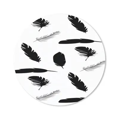 Produktbild von MuchoWow® Mauspad Mousepad Federn - Schwarz und weiß - Muster 20x20 cm - Mousepads - Maus Mat - Pad - Mausunterlage - Schreibtischmatte