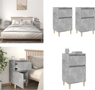 Produktbild von vidaXL Nachttische 2 Stk. Betongrau 40x35x70 cm - Nachttisch - Nachttische - Schrank - Nachtschrank