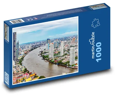 Zdjęcie produktu dla Puzzle 1000 Rzeka i wieżowce w Bangkoku - martinpuzzle