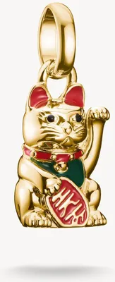 Immagine prodotto di Ciondolo charm "Gatto che fa l'occhiolino" multicolore, placcato oro