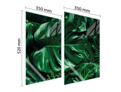 Produktbild von Herdabdeckplatten 2 teilig 35x52 Glaskeramikkochfeld Abdeckung Glas Schneidebrett Monstera Grün