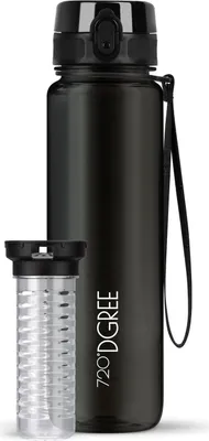 Produktbild von uberBottle crystalClear Trinkflasche mit Fruchtbehälter 1000ml / Onyx Black/ 720DGREE