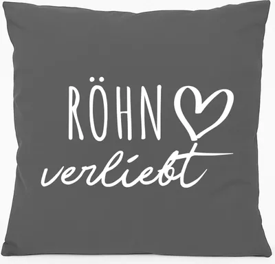 Produktbild von Huuraa Kissen Röhn verliebt 40x40cm mit Füllung Steel Grey Baumwolle Dekokissen Geschenkidee