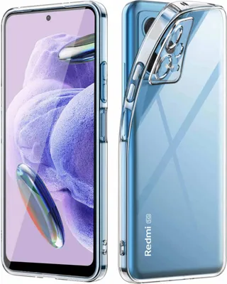 A clear protective phone case is shown from two angles, one showing the front and side, the other showing the back and side.