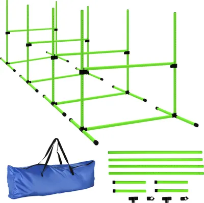 Produktbild von PawHut Agility Set Hunde 4-teiliges höhenverstellbar Agility-Ausrüstung Sprungstangen-Set Steckhürdenset mit 4 Hürden Tragetasche Koordinationstraining Sprungstangen-Set für Spiele Training