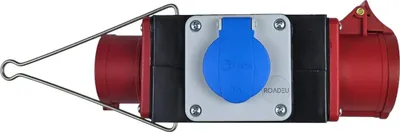 Produktbild von RoadEu - Mobilverteiler mit CEE & Schuko Ausgängen, 16A, 5P - Stromverteiler IP44 - 5-poliger CEE-Stecker und -Dose Energieverteiler