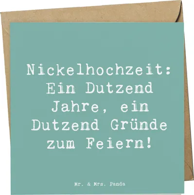 Produktbild von Mr. & Mrs. Panda Klappkarte Spruch 12 Hochzeitstag Nickelhochzeit - Meeresbrise - Geschenk, faltkarte, doppelkarte, Beziehung, Grußkarte, 12., Heiraten, Glückwunschkarte