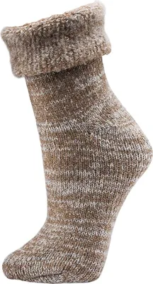 Produktbild von FussFreunde 2 Paar extra warme und weiche Thermosocken, Kuschel-Bett-Umschlagsocken für Damen und Herren, Beige, Größe 35-38