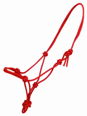 Immagine prodotto di Cavezza in corda - Cavezza per cavalli - Regolabile - Corda - Rosso