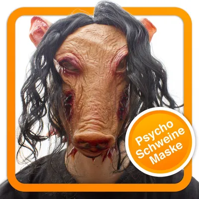 Produktbild von Brutale Horror Schweinemaske aus Latex mit schwarzen Haaren – Gruselige Tiermaske für Halloween, Karneval & Mottopartys, Vollmaske Uni