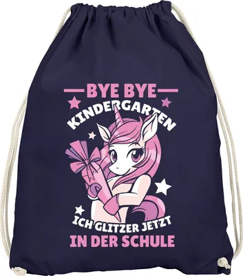 Produktbild von Kinder Turnbeutel Einhorn Ich glitzer jetzt in der Schule Geschenk zur Einschulung Mädchen Moonworks® navy unisize