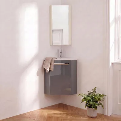 Produktbild von Eckwaschbecken + Wasserhahn + SKINO-Schrank