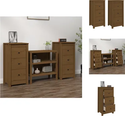 Produktbild von vidaXL Sideboards 2 Stk. Honigbraun 40x35x80 cm Massivholz Kiefer -  Sideboards