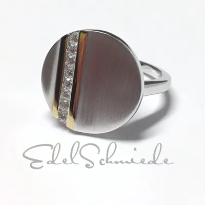 Produktbild von Edelschmiede925 edler Schmuckring bicolor 925 Silber mit Zirkonia Ringgröße 61