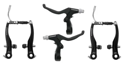 Produktbild von Promax V-Brake Bremsenset, schwarz, Aluminium, inklusive Bremshebel, für Vord...