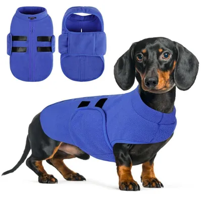 Immagine prodotto di Cappotto per cani, inverno, in pile, caldo, giacca per cani, gilet per cani, colore blu, taglia S