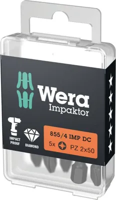 Produktbild von Wera Bit Impaktor PZD2 Länge 50mm 6-kant 1/4 Zoll diamantbeschichtet 855 / 4 IMPDC DIN3126-D6,3 - 5057661001