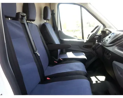 Productafbeelding van 2+1 set stoelhoezen/bekleding - voor Ford Transit vanaf 2013, met uitsparing voor de armleuning van de dubbele zitbank - zwart en grijs