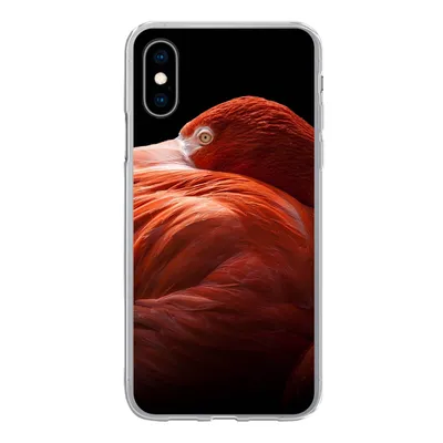 Produktbild von MuchoWow® Handyhülle Schutzhülle Hülle für iPhone X Flamingo - Federn - Rosa Silikon Softcase Handy Hülle - Handyhülle