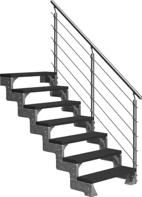 Produktbild von Dolle Außentreppe Gardentop 126-154cm Geschosshöhe mit Trimax anthrazit 80cm breit mit Prova-Geländer
