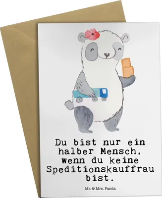 Produktbild von Mr. & Mrs. Panda Beileidskarte Speditionskauffrau Herz - Weiß - Geschenk, Grußkarte, einladungskarten, babykarte, Klappkarte, weihnachtskarten