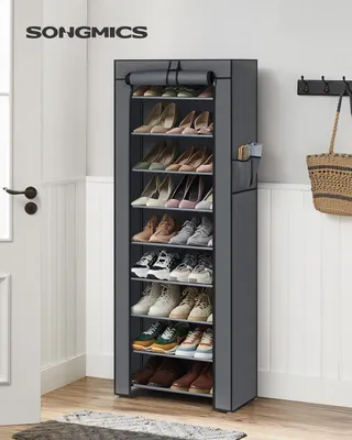 Produktbild von SONGMICS Schuhschrank 10 Ebenen Schuhregal 160x58x28 cm grau