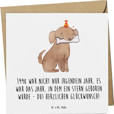 Produktbild von Mr. & Mrs. Panda Grußkarte 1998 Geburtstag - Weiß - Geschenk, Alter, Klappkarte, Happy Birthday, Glückwunsch, faltkarte, doppelkarte, Stern geboren, strahlender, Jahrgang