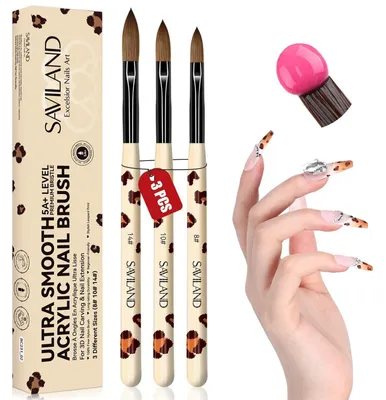 Produktbild von Acryl Pinsel Set 3 Stück Größen 8/10/14 für Nageldesign & Nagelverlängerung Gelb