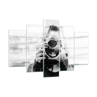 Produktbild von Bilder auf glas - 5 Teile - Fotograf Schwarzweiß Doppel - 150x100cm - Glasbilder - Wandbilder - Bilder - Wanddekoration aus Glas - Glas Bilder - Wandbild auf Glas - GEA150x100-4586
