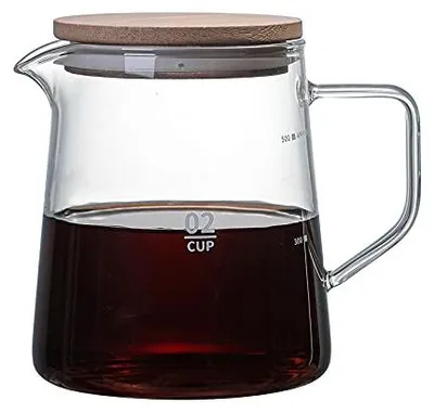 Kaffeekanne aus Borosilikatglas, 500 ml, mit Holzdeckel