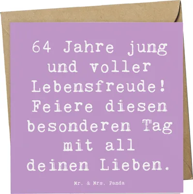 Produktbild von Mr. & Mrs. Panda anlasskarte Spruch 64. Geburtstag Freude - Lavendeltraum - Geschenk, Geburtstagsüberraschung, Happy Birthday, Geburtstagsfreude, Geburtstagsgeschenk