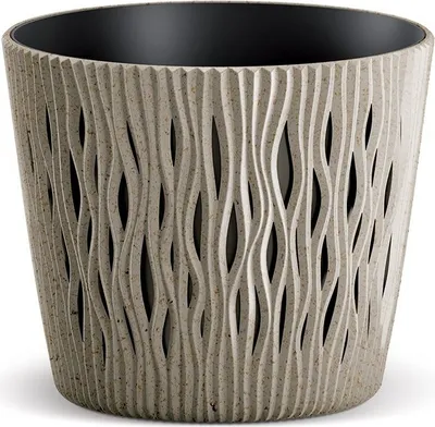 Obrázek produktu pro Květináč 12,8cm SANDY ROUND ECO WOOD DSR130W-4665W naturo plastový PROSPERPLAST