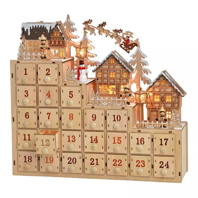 Produktbild von Adventskalender Winterszene mit Beleuchtung 38 cm breit