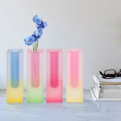 Image de 4 pièces vase acrylique, vase de fleurs gradation, moderne vase décoratif minimaliste