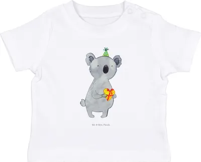 Produktbild von Mr. & Mrs. Panda Babyshirt Koala Geschenk 0. - 6. Monat - Weiß - Kinder Top, Geburtstag, Baby Kurzarmshirt, Shirt,  T-Shirt, Party