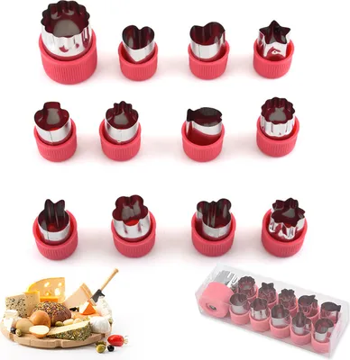 Obrázek produktu pro ["12 kusů vykrajovátek na zeleninové sušenky, vykrajovátka na sušenky z nerezové oceli, sada vykrajovátek na sušenky, sušenky, suši, ovoce, červená"],