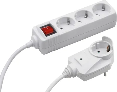 Produktbild von Meister Steckdosenleiste 3-Fach – 2 m – mit Zusatzstecker – weiß
