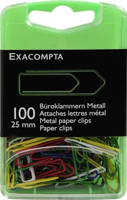 Produktbild von Exacompta 5x Box mit 100 Stück farbig sortierten Büroklammern, 25mm - 14744E