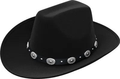Produktbild von WELLGRO Cowboy Hut für Erwachsene schwarz, Karneval Cowboyhut