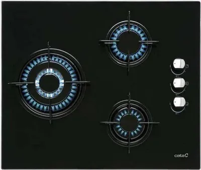 Image de Cata Cib 6021 Bk Cuisinière à gaz 59 Cm 3 brûleurs noir noir One Size