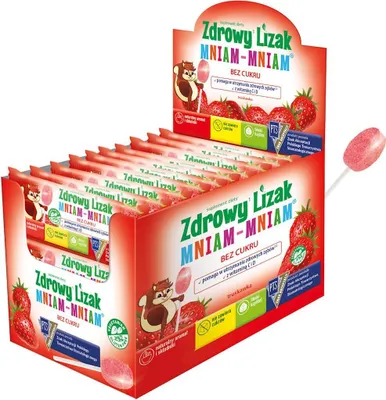 Obrázok produktu pre LOLLY S JAHODOVOU PRÍCHUŤOU S VITAMÍNOVÝM DIC, BEZLEPKOVÉ 6 g - MŇAM YUM STARPHARMA