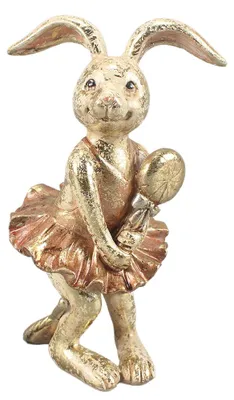 Immagine prodotto di Clayre & Eef Figura decorativa di coniglio 14 cm Beige Plastica color oro