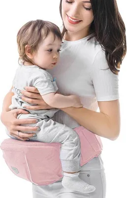 Produktbild von M-Castle Hüftsitz Babytrage mit verstellbarem Gurt Kindertrage Sitz Rosa / Grau